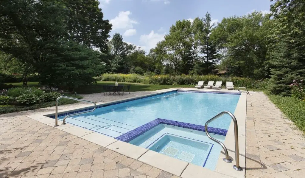 Swimming pool with sauna