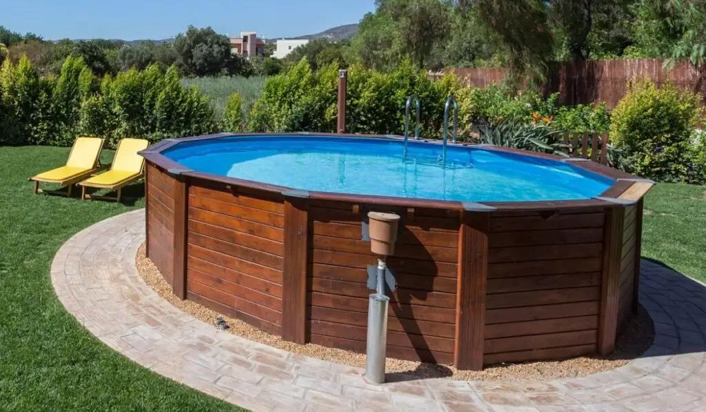 Above ground pool sets on a concrete pad