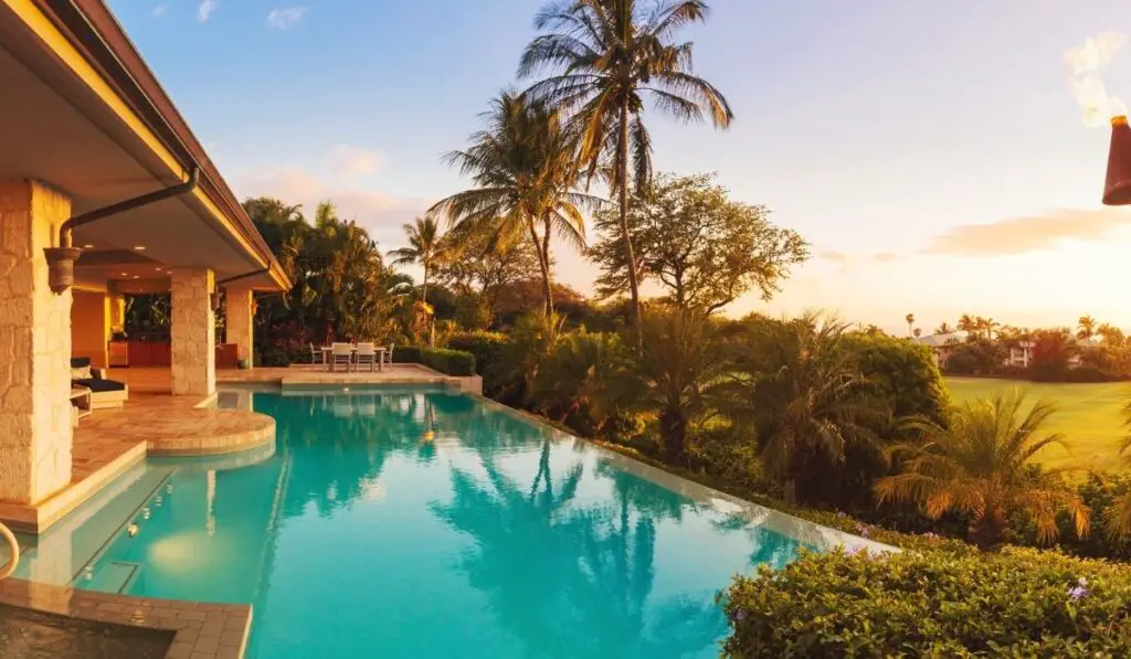 Luxury Home with Pool at Sunset 