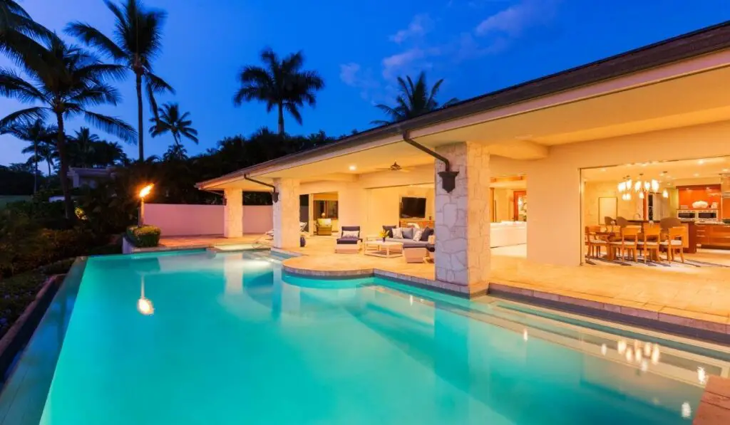 Luxury Home with Pool at Sunset 