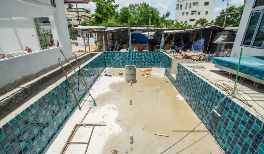 Swimming pool under construction