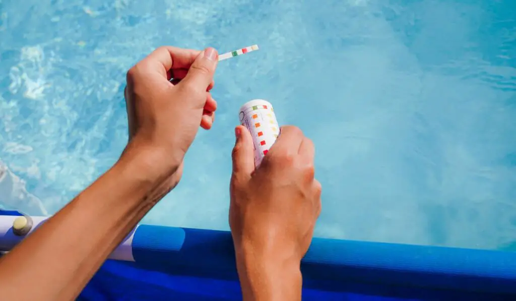 Checking the water quality of a pool