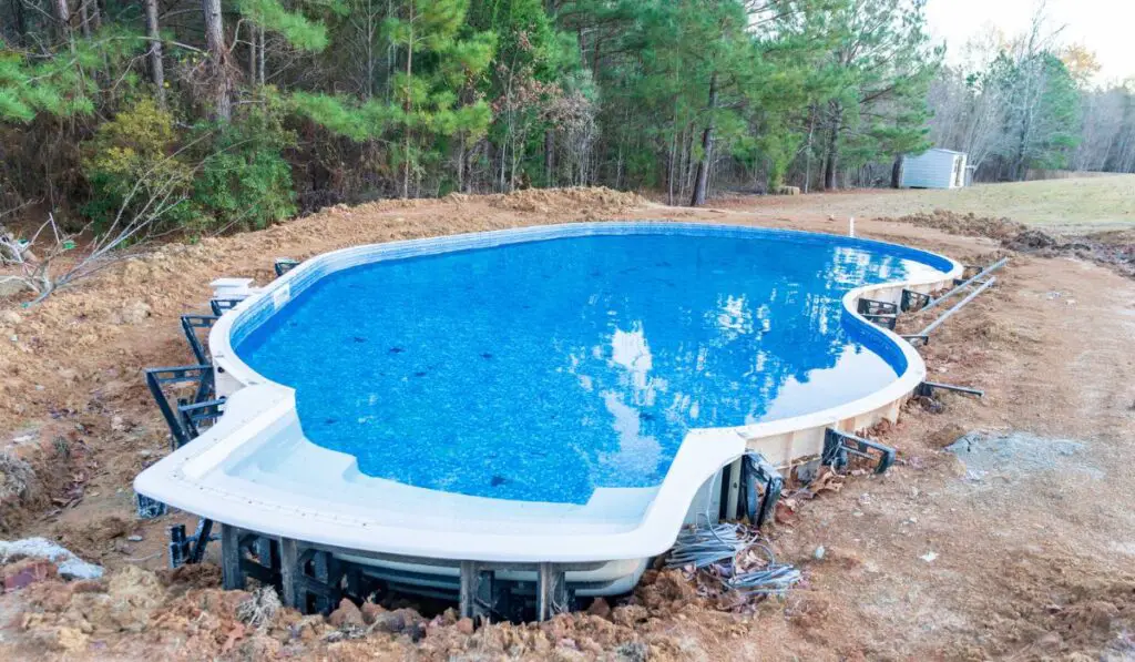 Water in new Swimming pool under construction