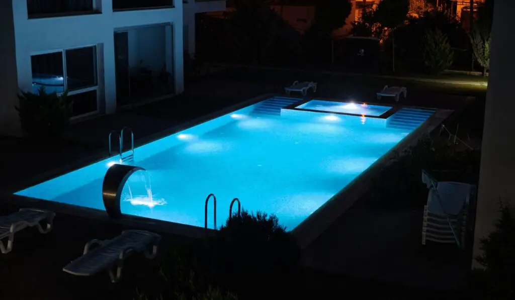 Lighting of swimming pool in the night time 