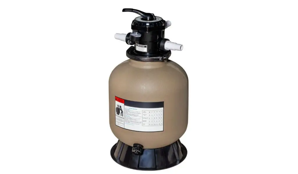 Ceramic flask sand filter for swimming pools on a white isolated background