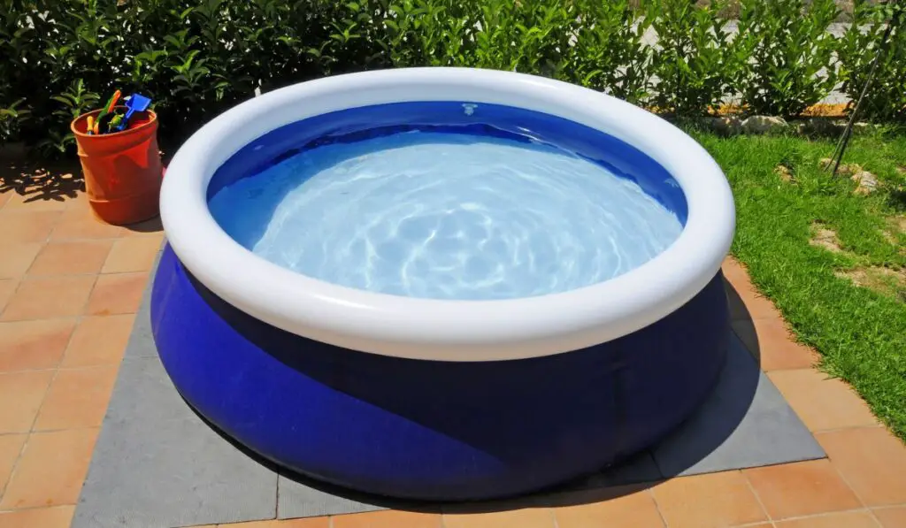 Close up of a inflatable swimming pool in the summer 