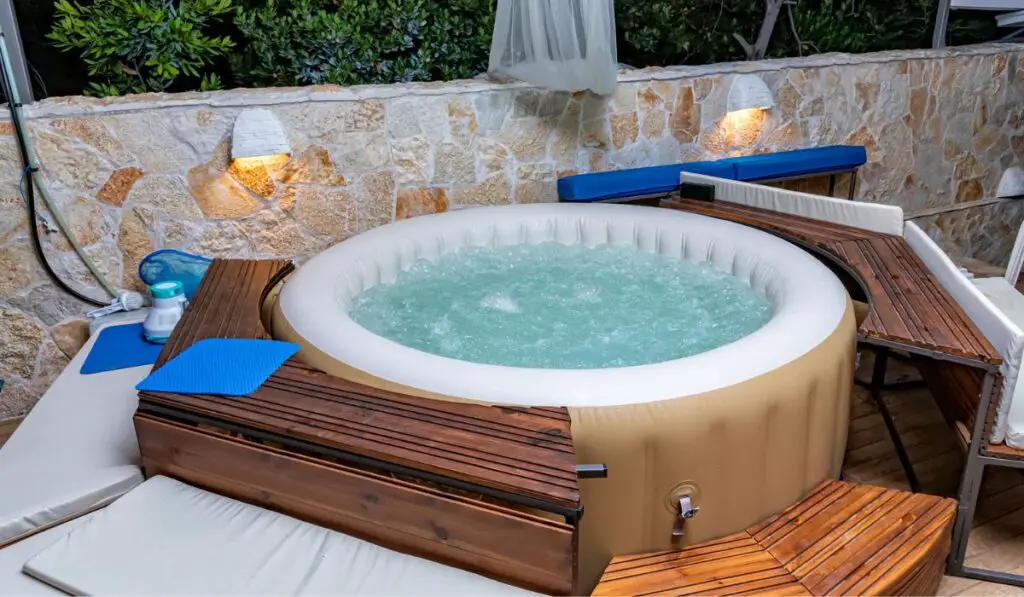 Hot Tub at a Luxury Resort. Outdoor hot tub and sea view