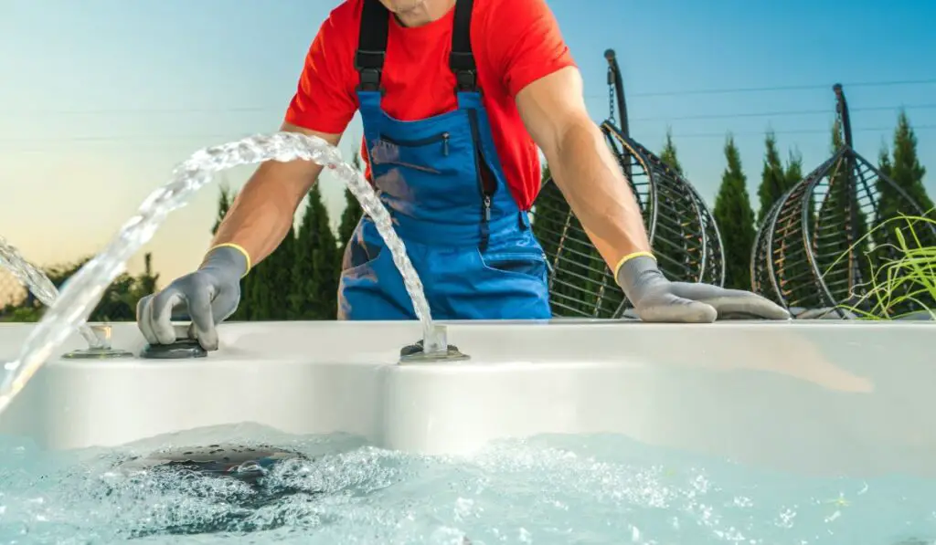 Spa Technician Performing Hot Tub Checks