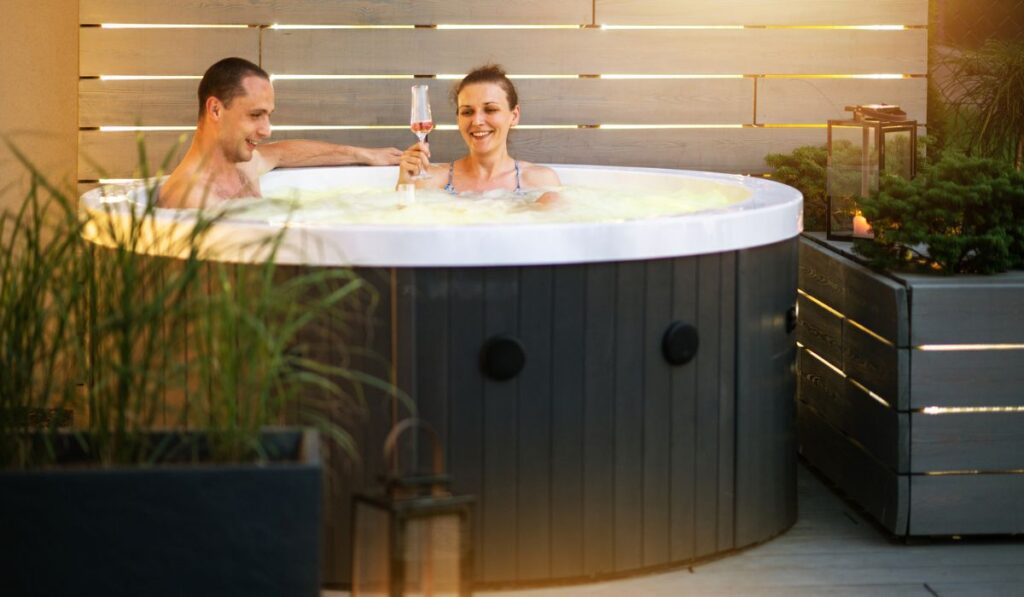 Lazy Time In a Garden Hot Tub